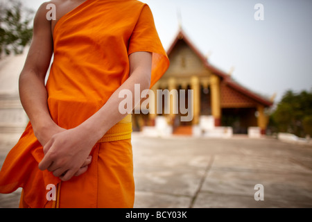 Mönch im Wat Hor Xieng, Luang Prabang, Laos Stockfoto