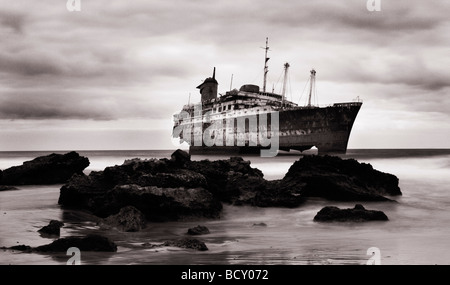 Das Wrack der SS American Star, Playa de Garcey, Fuerteventura, Kanarische Inseln Stockfoto