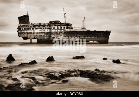 Das Wrack der SS American Star, Playa de Garcey, Fuerteventura, Kanarische Inseln Stockfoto