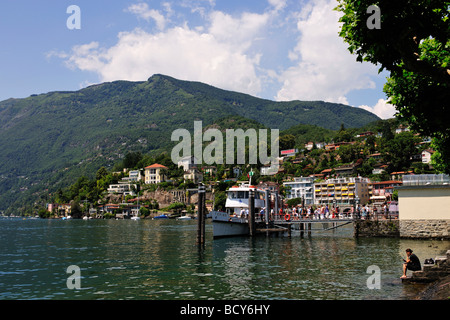 Anlegestelle in Ascona am Lago Maggiore See, Tessin, Schweiz, Europa Stockfoto