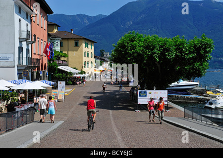 Promenade von Ascona am Lago Maggiore See, Tessin, Schweiz, Europa Stockfoto