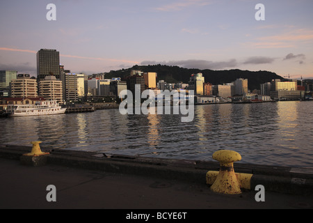 Wellington Stadtbild in den frühen Morgenstunden, Wellington, Neuseeland Stockfoto