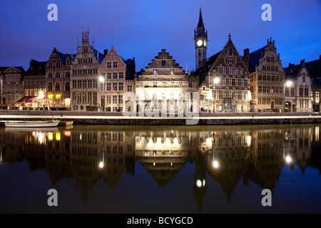 Gent-Skyline bei Nacht, Belgien Stockfoto