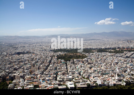 Blick über die Dächer von Lycabettus-Hügel, Athen Griechenland Stockfoto