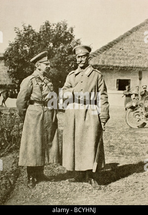 Russische Feldmarschall Graf Joseph Vladimirovich Romeyko Gurko links und allgemeine Aleksei Alekseevich Brusilov Recht. Stockfoto