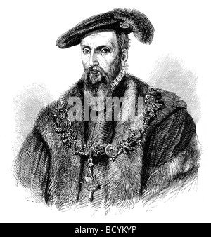 Porträt von Edward Seymour 1. Herzog von Somerset aus ein original-Gemälde von Holbein Stockfoto