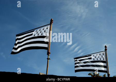 Die Bretagne Flagge, Gwenn ha Du Stockfoto