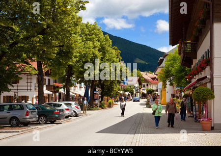 Oberammergau street scene, Bayern, Deutschland im Sommer Stockfoto