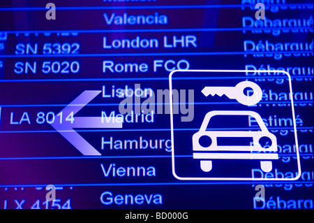 Flughafen-Info-Tafel Stockfoto