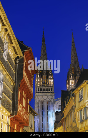 Die Bretagne Quimper in der Nacht Stockfoto