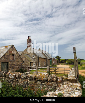 Ein altes Stein Bauernhof Landhaus in Niton, Isle Of Wight Stockfoto