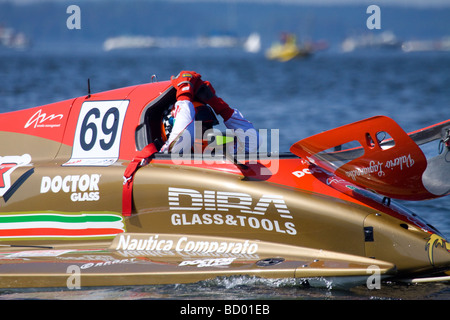 Von F1 Powerboat World Championship in Lahti Finnland 12.-13. Juni 2009. Valerio Lagiannella Treibernummer 69 Stockfoto