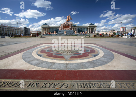 Die Null-Punkt der Stadt, Sukhbaatar Platz, Ulaanbaatar, Mongolei Stockfoto