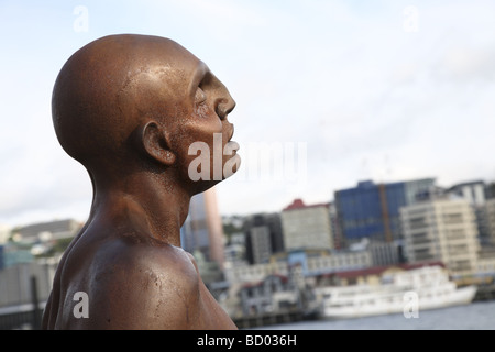 Trost in der Wind-Skulptur von Max Patte, Wellington Stadt am Wasser, Neuseeland Stockfoto