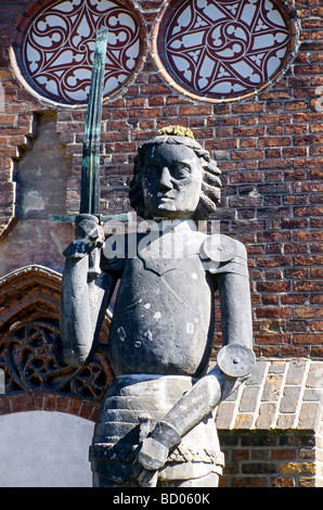 Historische Roland-Statue vor dem alten Rathaus, Brandenburg an der Havel, Brandenburg, Deutschland, Europa Stockfoto