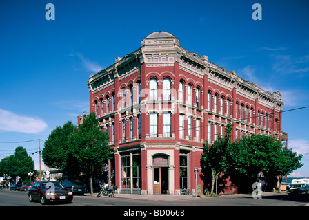 Port Townsend, Washington State, WA, USA - historische Gebäude, N.D. Hill Building Water Street, roten Backsteinbauten Stockfoto