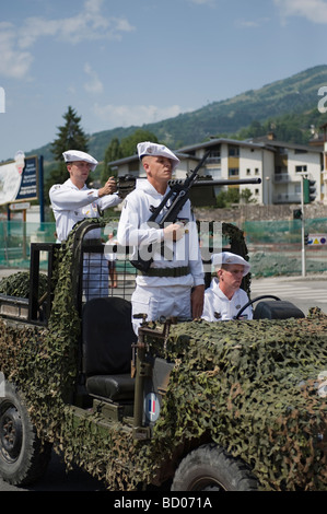 Bastille Day-Parade Bourg St Maurice, Französische Alpen Stockfoto