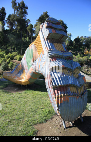 Wellblech Gumboot von Jeff Thomson, Taihape, Neuseeland Stockfoto