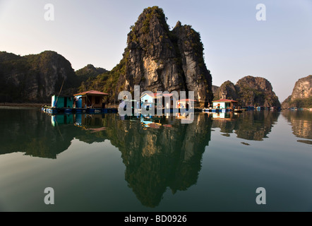 Schwimmende Dorf Ha Long Bay Vietnam Stockfoto