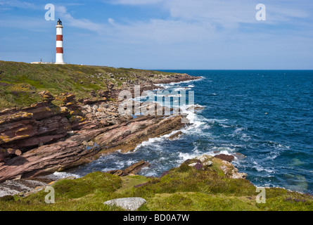 Tarbat Ness Lighthouse an Tarbat Ness in der Nähe Umgebung im Easter Ross Highland Schottland Stockfoto