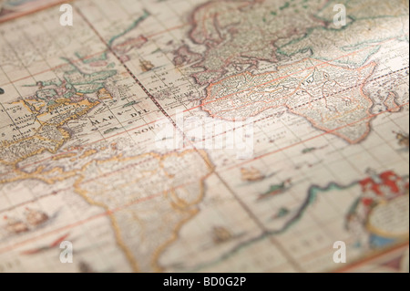 Antike Landkarte von der Welt Stockfoto