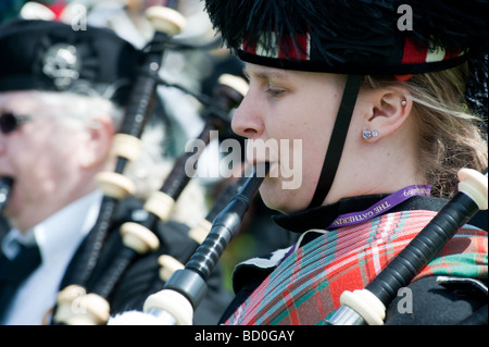 Piper at the Gathering 2009 in Edinburgh Schottland Stockfoto