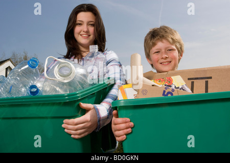 Kinder, Recycling Stockfoto