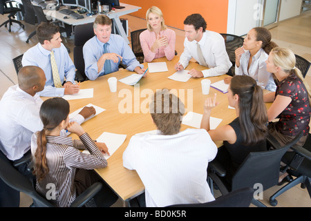 Auf lagerhändler In einer Besprechung Stockfoto