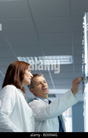 Zwei Ärzte betrachten Röntgenstrahlen Stockfoto