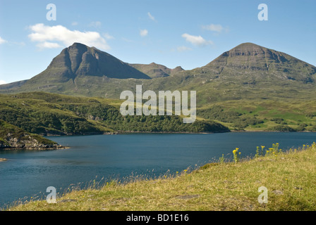 Blick entlang Loch ein "Chairn Bhain aus Kyleskue Brücke Sutherland Schottland Stockfoto