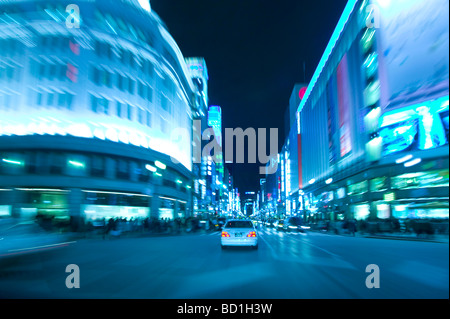 In der Nacht Ginza Tokyo Präfektur Honshu Japan Stockfoto