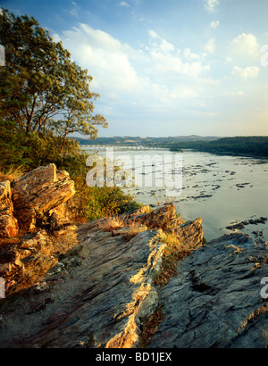 Sonnenuntergang von Chickies Rock blicken auf Susquehanna Fluß Pennsylvania USA Südwesten Blick Stockfoto