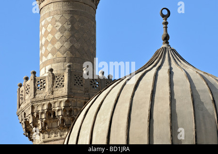 Detail der Minarett und Kuppel Moschee der Al-Azhar islamische Kairo Ägypten Stockfoto