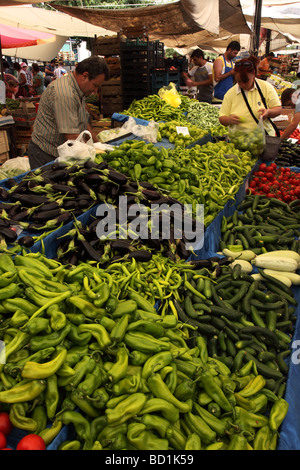 Gemüsemarkt Yalikavak, Halbinsel Bodrum, Türkei Stockfoto