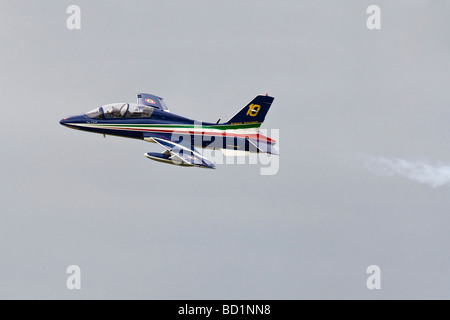 Ein Aermacchii MB339 der italienischen Luftwaffe Kunstflugstaffel der Frecce tricolori Stockfoto