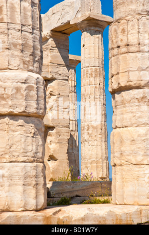 Poseidon-Tempel am Cap Sounion Griechenland Stockfoto