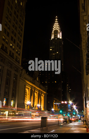 Chrysler Building & Grand Central Station in New York City bei Nacht am 27. November 2007 Stockfoto