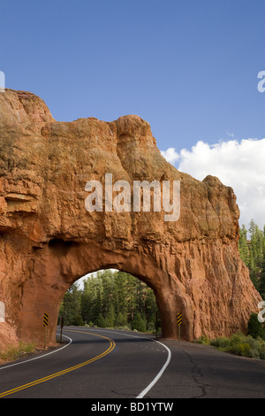 Weg durch Tunnel Bogen in einen Felsen, Red Rock Canyon, Utah, USA Stockfoto