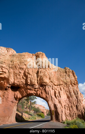 Weg durch Tunnel Bogen in einen Felsen, Red Rock Canyon, Utah, USA Stockfoto