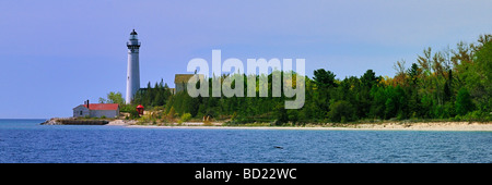 Leuchtturm auf South Manitou Island Stockfoto