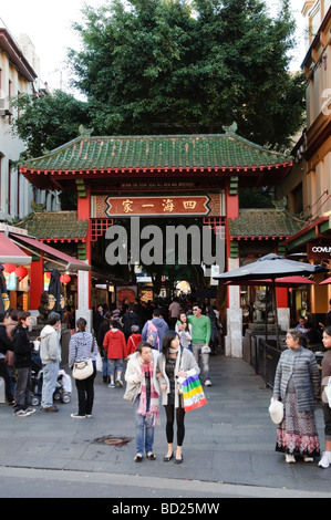 Das Tor zeigt Eintrag in den Hauptteil von Chinatown. Dixon Street, Sydney, Australien Stockfoto