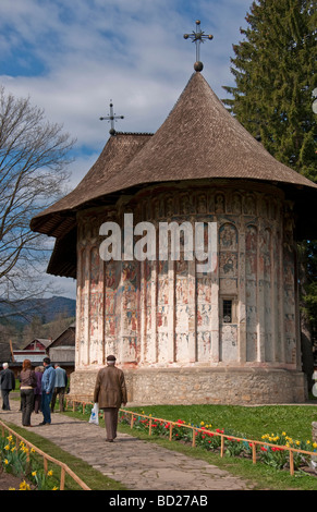 Rumäniens Humor gemalt Kloster der Bukowina mit 15. & Fresken aus dem 16. Jahrhundert geschmückt Stockfoto