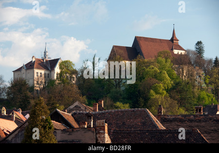 Kirche auf dem Hügel in der mittelalterlichen Zitadelle Stadt von Sighisoara/Schäßburg (Schassburg in deutscher Sprache) in Siebenbürgen Stockfoto