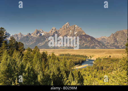 Snake River Overlook und Teton Mountain Range Grand Teton Nationalpark Wyoming USA Stockfoto