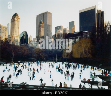 Eislaufen im Central Park, New York Stockfoto