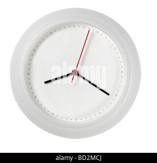 White Wall Clock mit keine Zahlen ausdrucksloses Gesicht Stockfoto