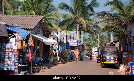 Geschäfte speichert und Stände Patnem Village Lane South Goa Indien Stockfoto