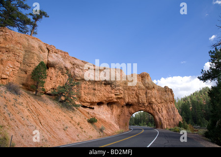 Weg durch Tunnel Bogen in einen Felsen, Red Rock Canyon, Utah, USA Stockfoto