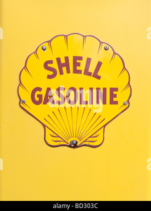 Detail des Shell-Logos auf alte Zapfsäule Stockfoto