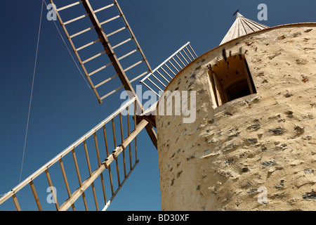 Le Moulin du Bonheur Windmühle, Ile de Porquerolles Stockfoto